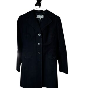 Ann Taylor Navy Blue Tailored Single-Breasted Trench Coat